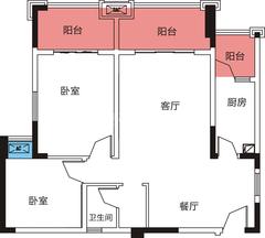 南岸华庭1期2室2厅1卫87.37平户型