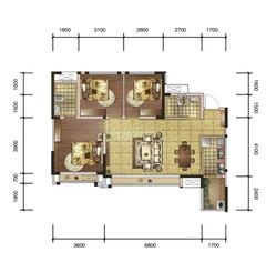 新景鼎南川宇1期3室2厅2卫94.00平户型