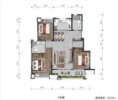 领地观江府1期3室2厅2卫106.00平户型