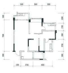 朗基少俊阁1期3室2厅1卫75.00平户型