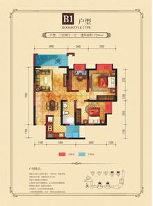 和信香榭澜郡3室2厅1卫90.54平户型