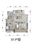 华景川丽晶悦府1期3室2厅2卫91.55平户型