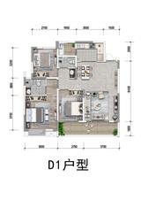 华景川丽晶悦府1期 3室2厅2卫 91.55平米