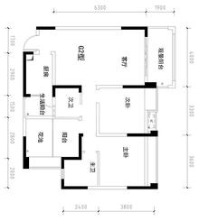 同聚和润国际2室2厅1卫97.65平户型