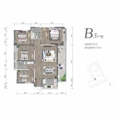 万新峰荟1期4室2厅2卫139.00平户型