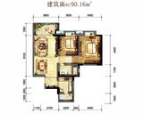 锦悦府2期 2室2厅1卫 90.16平米