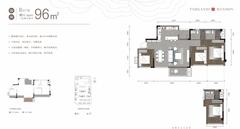 锦绣世家府1期3室2厅2卫96.00平户型