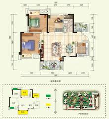 绿林书院3室2厅1卫88.77平户型