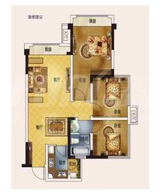 蓝润光华春天3室2厅1卫83.00平户型