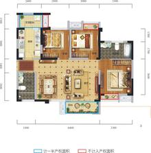 中港·央湖明邸2期3室2厅2卫99.42平户型