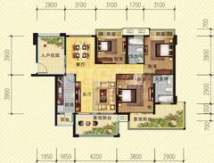 四季豪廷3室2厅2卫122.96平户型