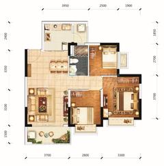 恒大御府1期3室89.70平户型