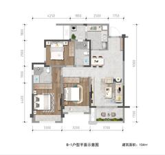 麓山上院1期3室2厅2卫104.00平户型
