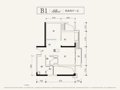 龙湖上城1期2室1厅1卫68.09平户型