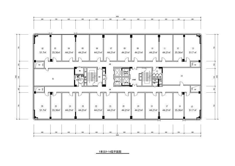 1单元LOFT(9-14层)楼层平面图