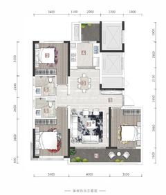 中国铁建·西派国樾5期3室2厅2卫122.00平户型