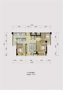 上海阳台.怀安1期3室2厅1卫95.00平户型