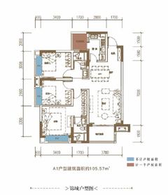 锦城1期3室2厅2卫105.00平户型