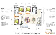 幸福麓山一期3室2厅2卫92.20平户型