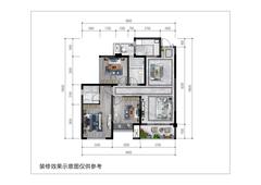 山漫缔景雅筑1期2室2厅2卫101.44平户型