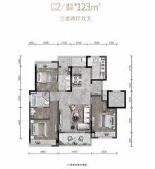 金成东府1期3室2厅2卫123.00平户型