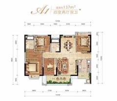 香满庭1期4室2厅2卫137.37平户型
