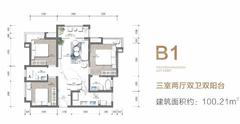 11区B3室2厅2卫100.21平户型