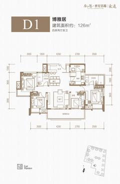 凯德世纪名邸东庭1期4室2厅2卫127.00平户型