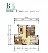 理想城 2室2厅1卫 56.00平米