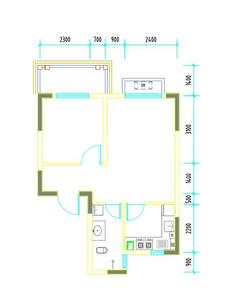 彭州市白鹿镇银杏枫丹酒店1室1厅1卫54.48平户型