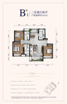 新城金樾府3室2厅2卫116.00平户型