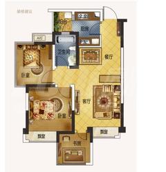 蓝润光华春天3室2厅1卫72.00平户型
