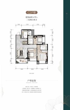 锦江绿道·锦庐1期3室2厅2卫99.28平户型