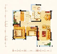 世玺2期3室2厅1卫92.45平户型
