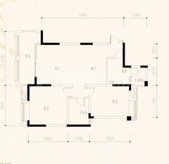 君悦名筑3期2室2厅1卫89.00平户型