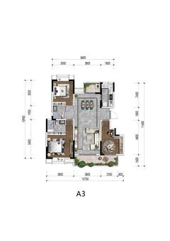 新城瑞升·悦隽西江1期3室2厅2卫116.00平户型