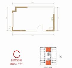 世茂茂立方广场1期40.76平户型