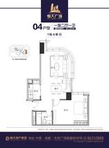1栋4单元04户型1室2厅1卫