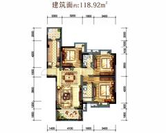 锦悦府2期3室2厅2卫118.92平户型