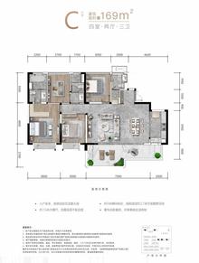 天恒傲云天府雅苑1期4室2厅3卫169.00平户型