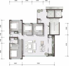 湔投.云璟1期4室2厅2卫116.00平户型