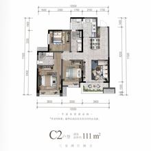 华润置地·琨瑜府1期3室2厅2卫111.00平户型