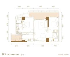 凯德商用天府2室2厅2卫109.00平户型