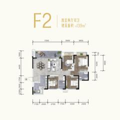 润扬观澜鹭岛名邸4室2厅2卫139.13平户型