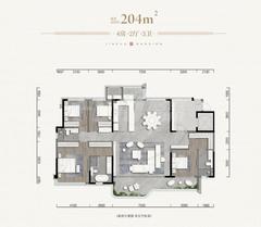 中建壹品金沙公馆1期4室2厅3卫204.74平户型