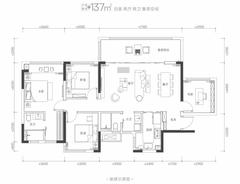 首钢璟悦里花园1期4室2厅2卫137.00平户型