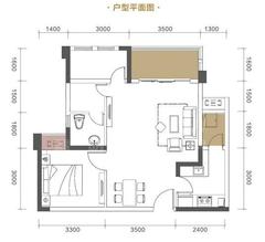 中筑西府兰庭2室2厅1卫70.00平户型