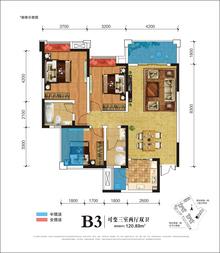 枫尚锦逸1期3室2厅2卫120.89平户型
