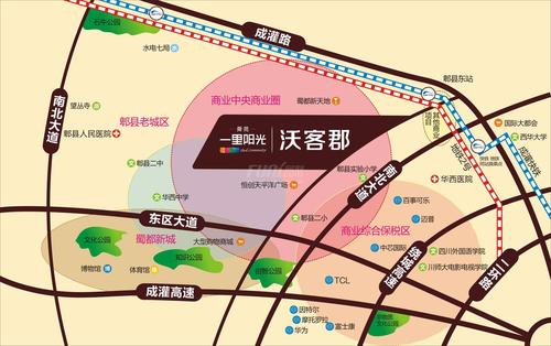 一里阳光沃克郡区位图