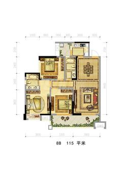 紫御熙庭3室2厅2卫115.00平户型